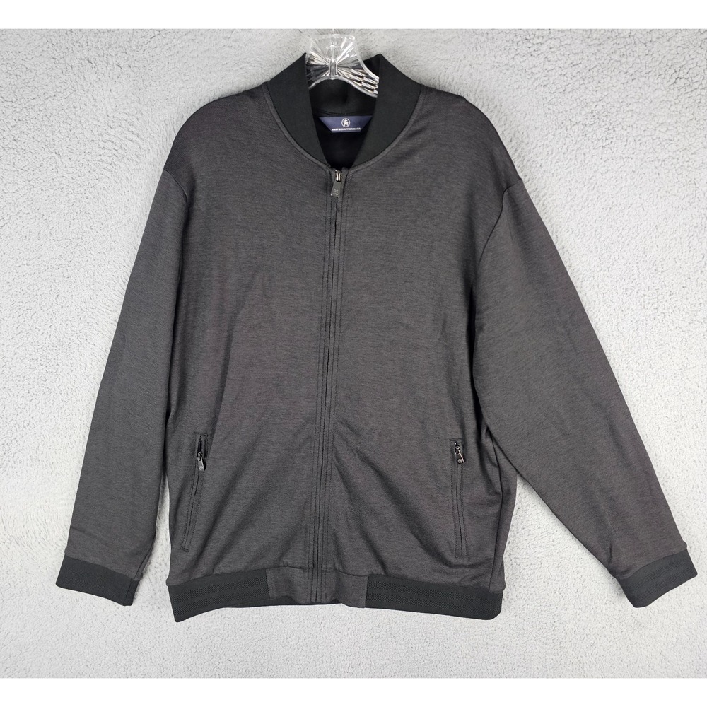 Hart Schaffner Marx Bomber Jacket Mens XL Gray Lightweight Full Zip Cotton